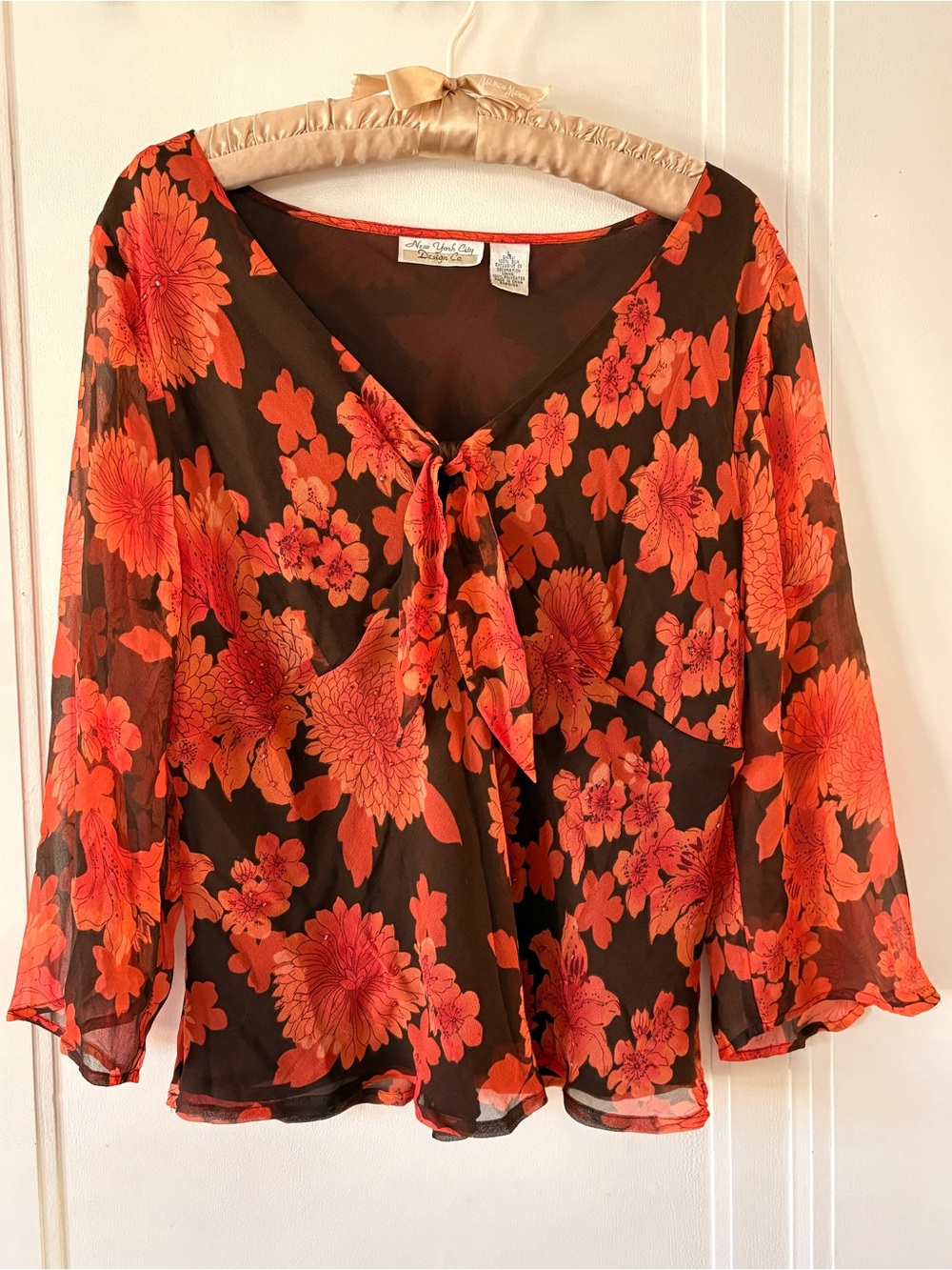 Whimsy, fairycore, boho, 90s/Y2K 100% Silk NY City Design Co. babydoll blouse